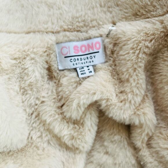 CI SONO tan faux fur lined corduroy button front jacket size M. - Picture 8 of 8